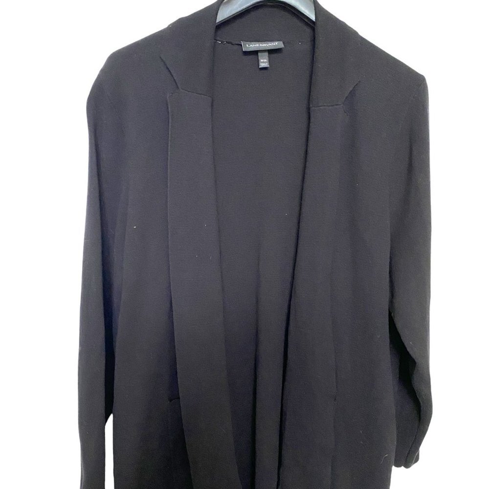 Lane Bryant Womens Open Black Long Line Cotton Cardigan 18/20 Office Goth Witchy